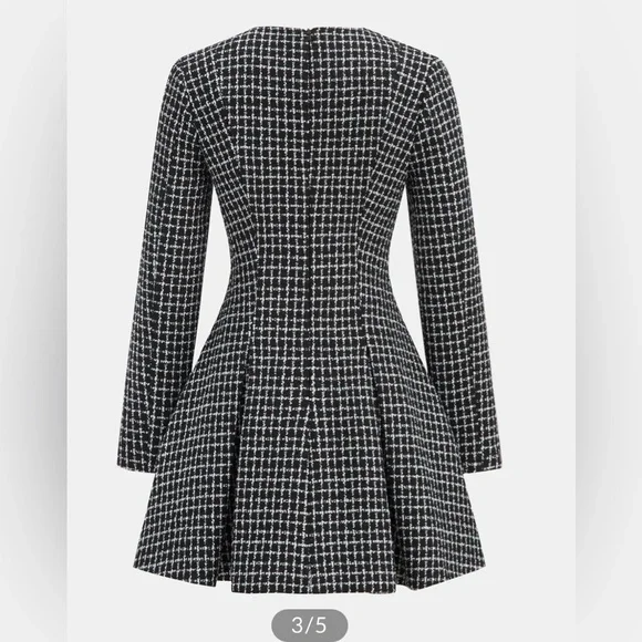 Commense plaid metal button a-line mini dress - Picture 3 of 9